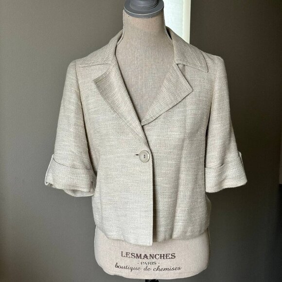 PEACE OF CLOTH Light Cotton Linen Blend 3/4 Sleeve Blazer - Size 0 - Picture 11 of 11